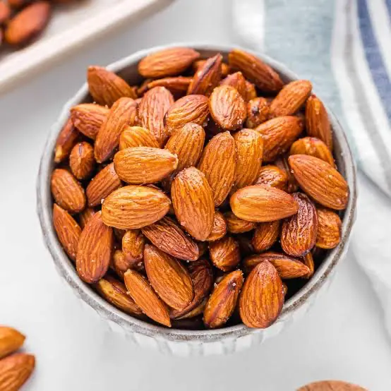 Freshly roasted salted almonds